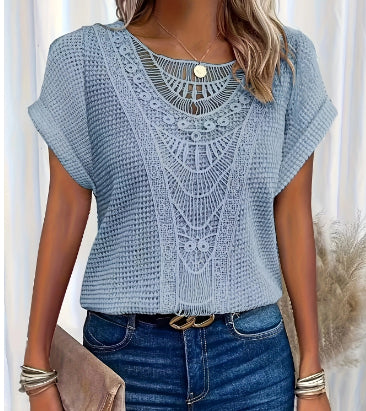 Women's Hollow-Out Ethnic Style Short-Sleeve Top