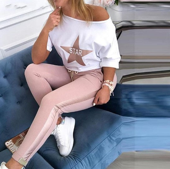 Women's Starry Alphabet Print Knit Two-Piece Set