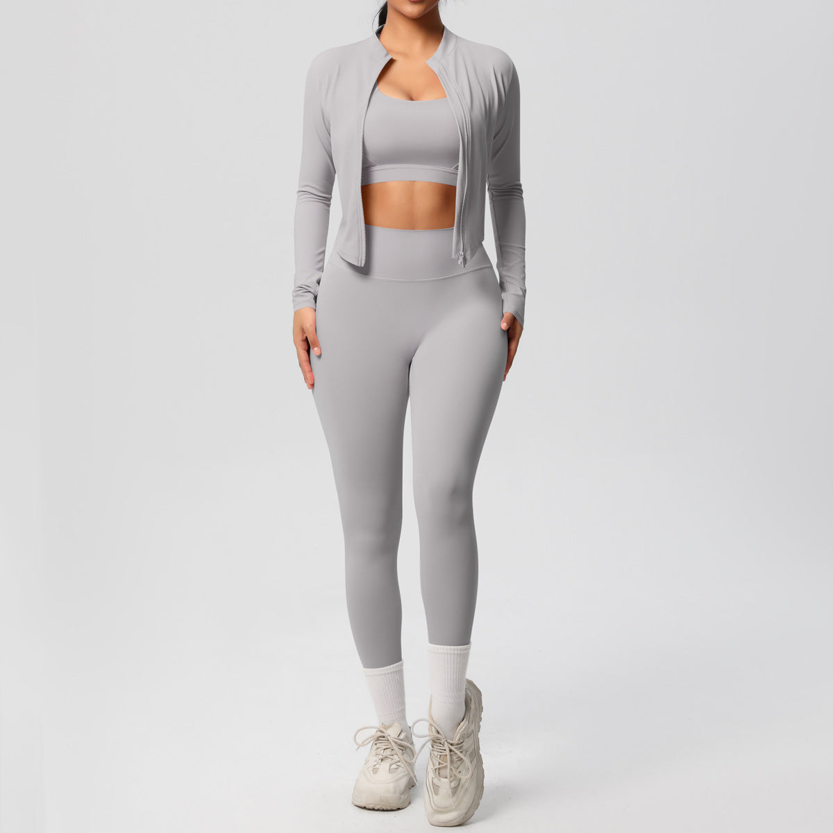 Women's 3-Piece Yoga Set – Vest, Bra & Jacket