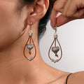 Vintage Earrings Ethnic Style Antique Silver Flower Turquoise Rope Pendant Women's Jewelry