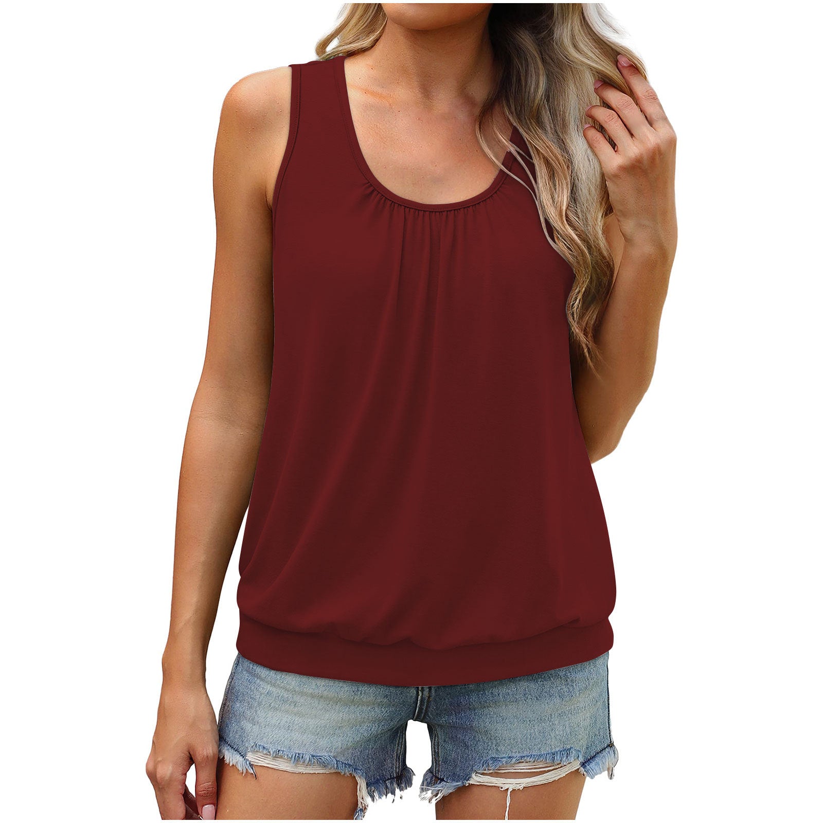 Women's Casual Mid-Length Short-Sleeve Tank TopT-Shirt