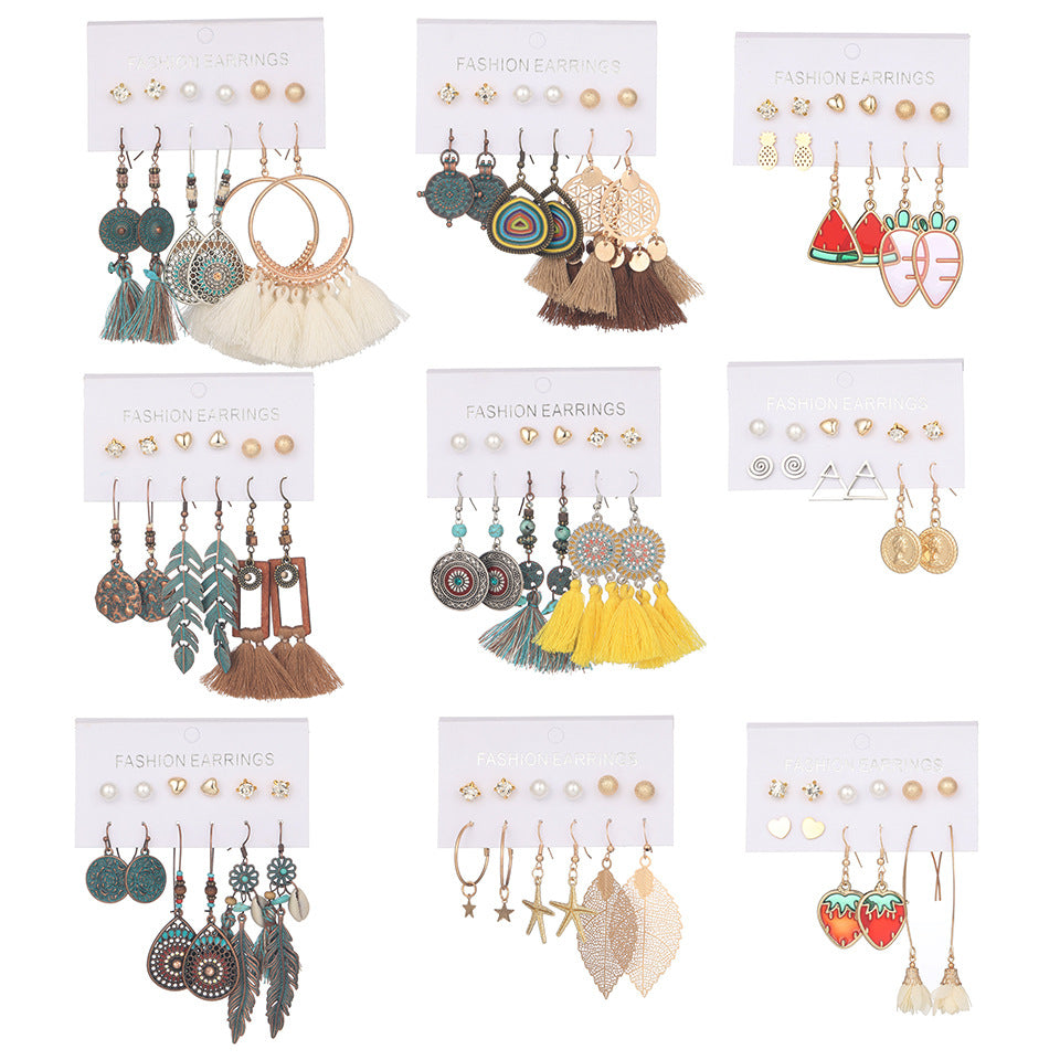 Women's Bohemian Tassel Earrings – 3-Piece Set