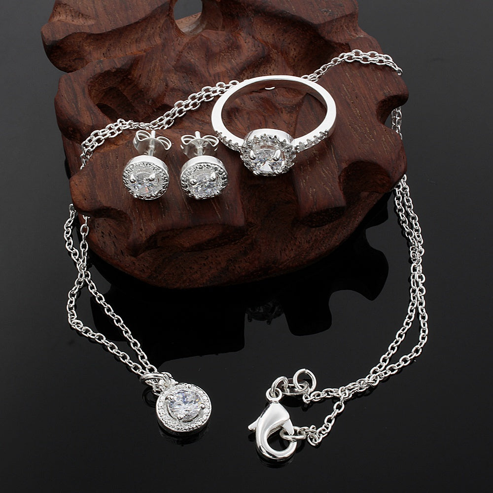 Women's Zircon Apple Ring & Necklace Set