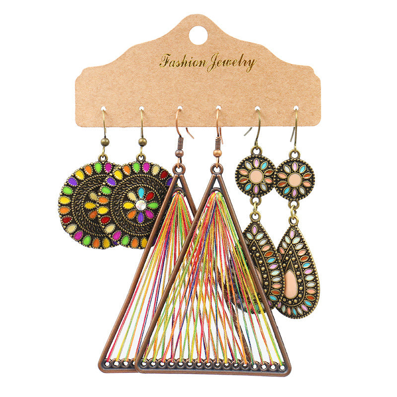 Women's Bohemian Tassel Earrings – 3-Piece Set