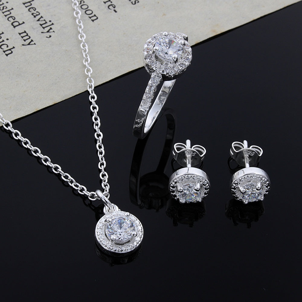 Women's Zircon Apple Ring & Necklace Set