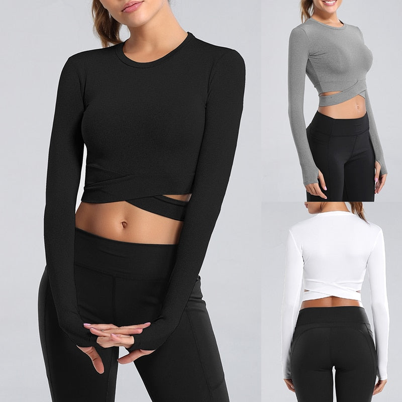 Women's Fitted Cropped Sports Yoga T-Shirt