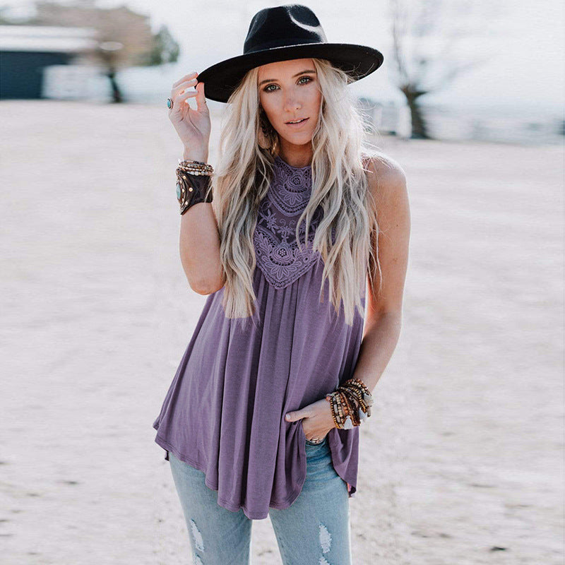 Summer new solid color top