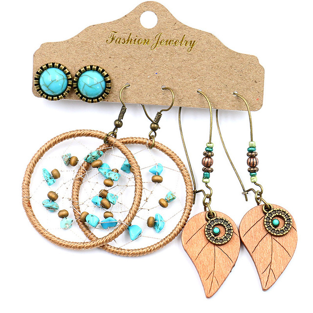 Women's Bohemian Vintage Leaf Tassel Earrings