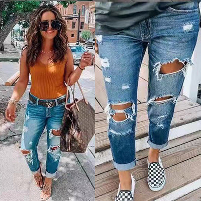 Women's Mid-Rise Ripped Skinny Jeans
