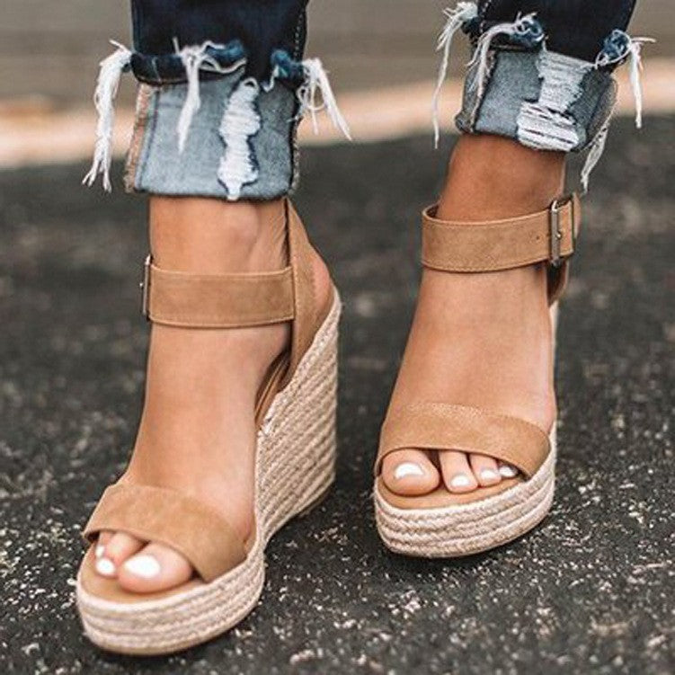 Women's High Wedge Heel Fish-Mouth Sandals