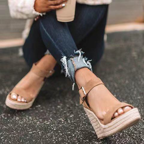 Women's High Wedge Heel Fish-Mouth Sandals