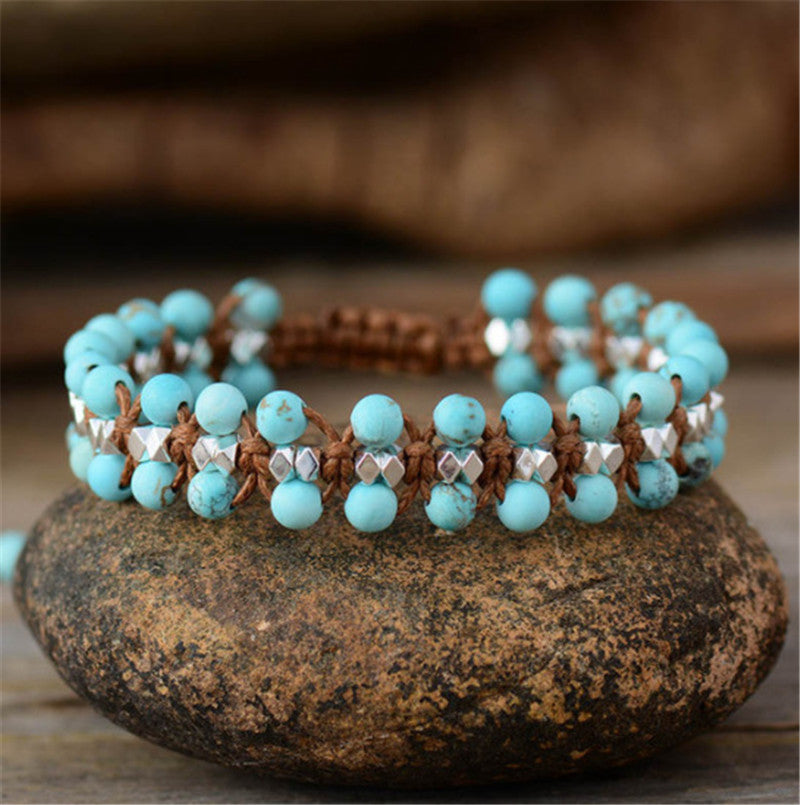Women's Bohemian Hand-Woven Semi-Precious Stone Bracelet