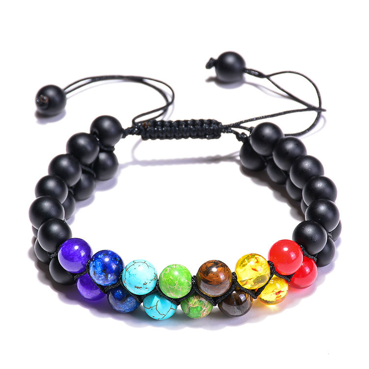SevenChakra Natural Stone Handmade Braided Double Layer Lava Bracelets