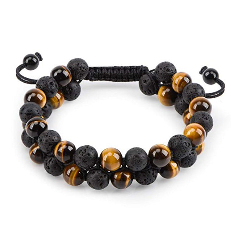 SevenChakra Natural Stone Handmade Braided Double Layer Lava Bracelets