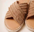 Women's Plus-Size Tassel Flat Cross Sandals