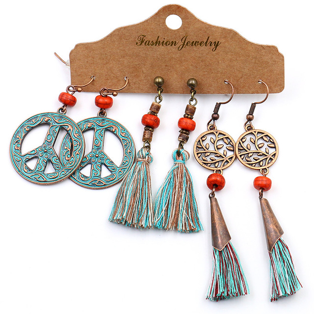 Women's Bohemian Vintage Leaf Tassel Earrings