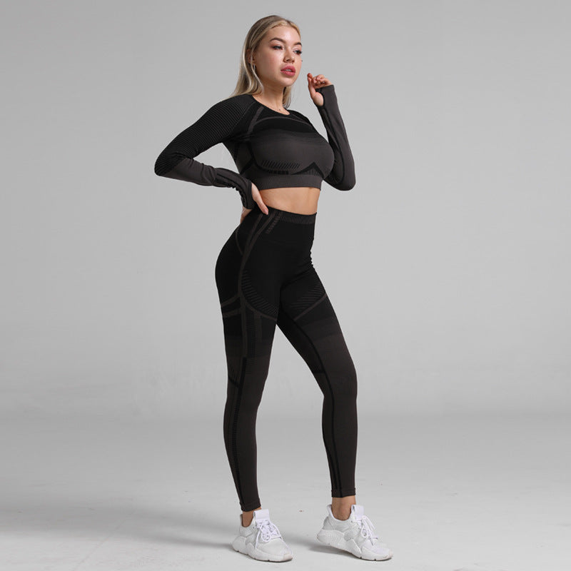 Women's Striped Tight Gym & Sports Set
