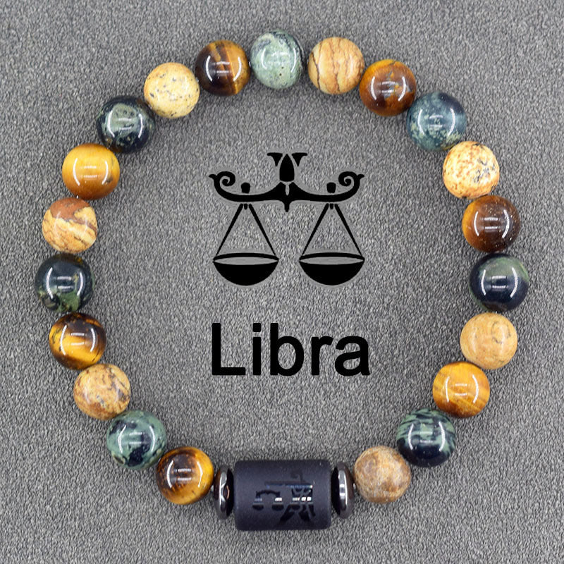 Zodiac Constellation Natural Stone Pendant Bracelet