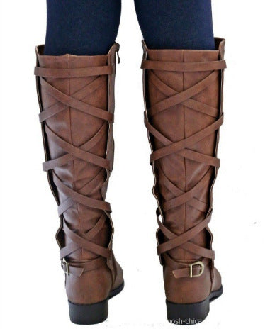 Women's Lace-Up Rider Boots – Low Block Heel
