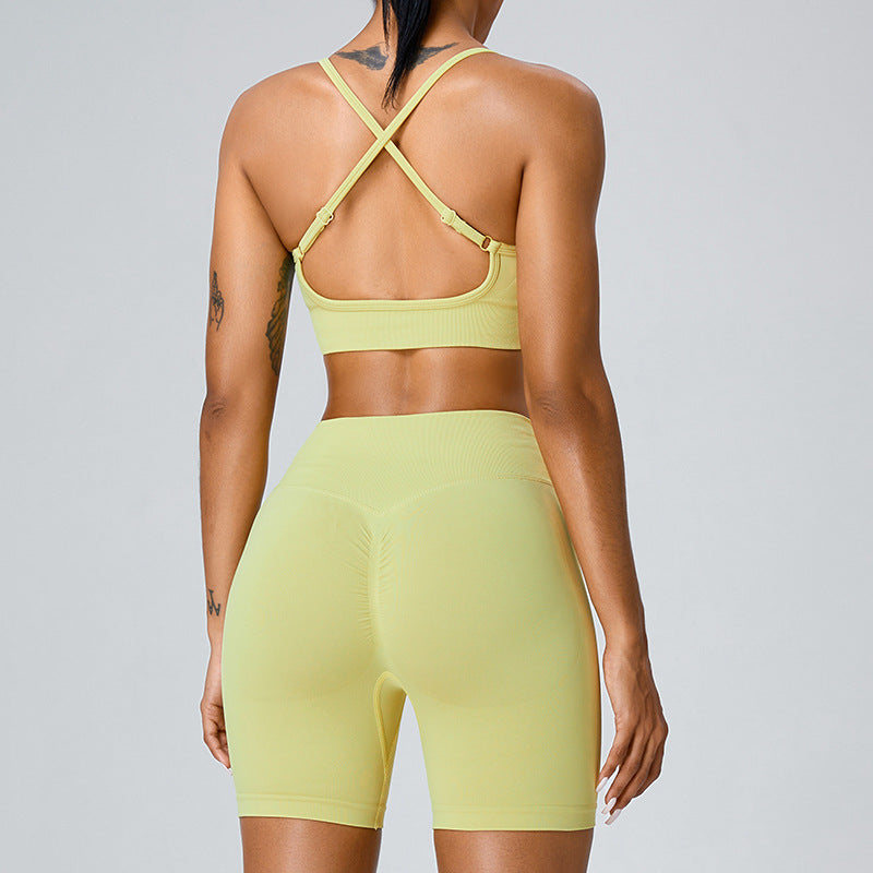 Women's Seamless Beauty-Back Sports Bra & Shorts Set