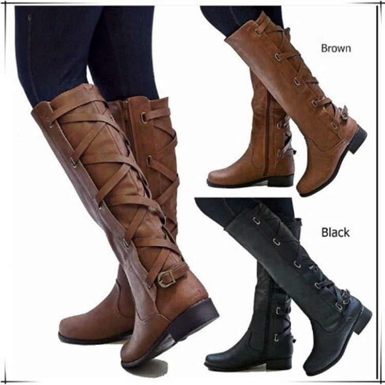 Women's Lace-Up Rider Boots – Low Block Heel