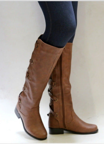 Women's Lace-Up Rider Boots – Low Block Heel
