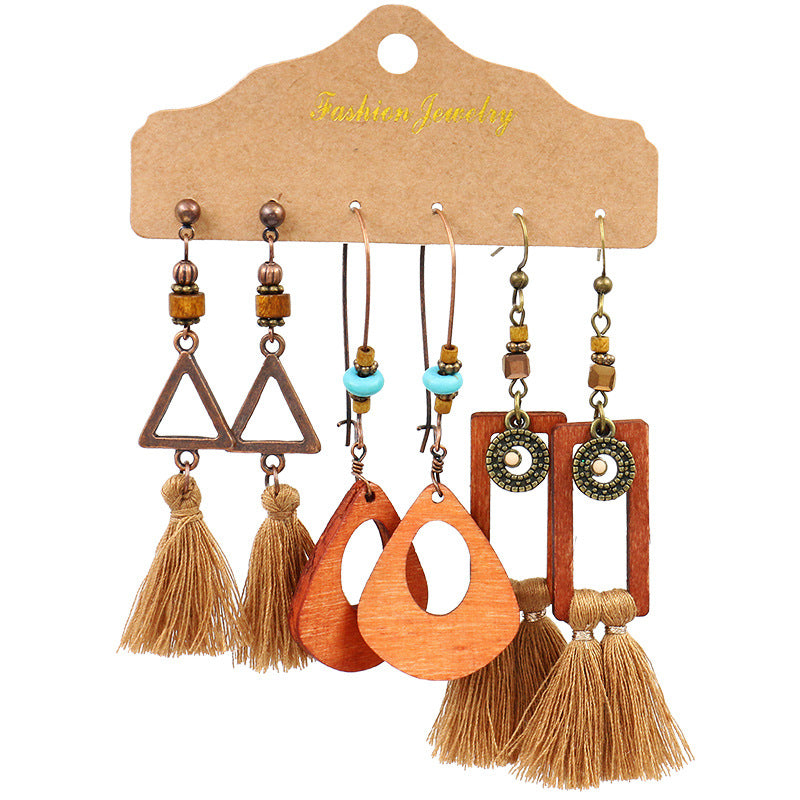 Women's Bohemian Tassel Earrings – 3-Piece Set