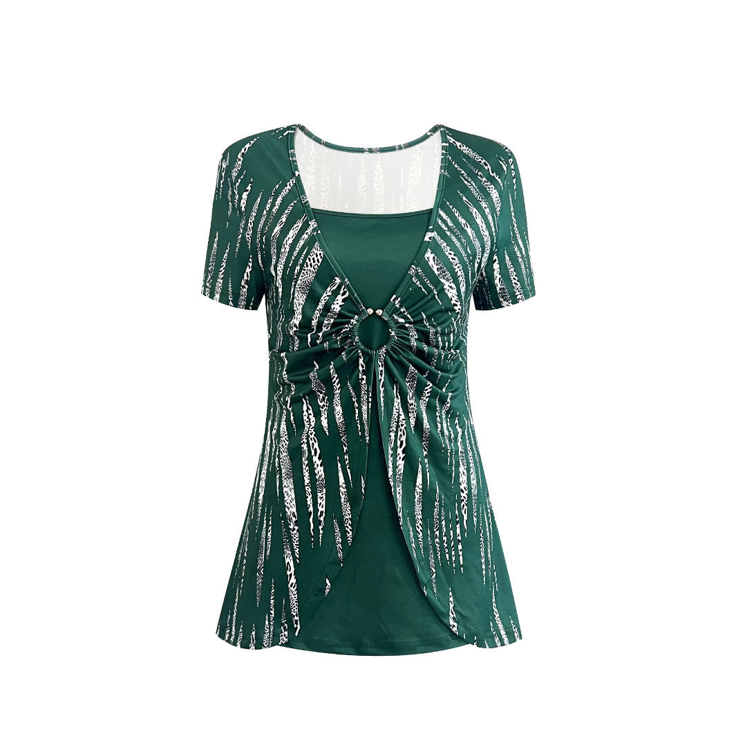 Women's Striped Short-Sleeve Casual Top
