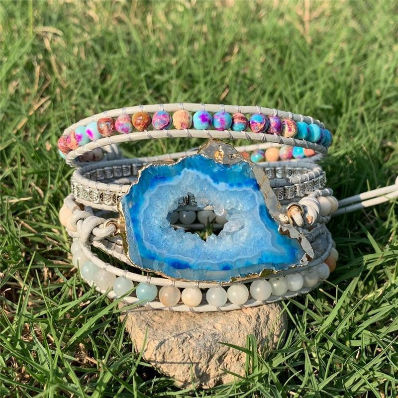 Women's Boho Natural Stone 5-Strand Wrap Bracelet
