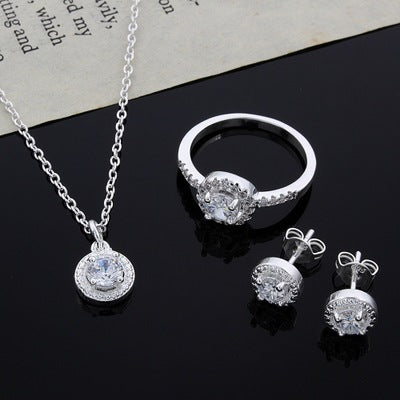 Women's Zircon Apple Ring & Necklace Set