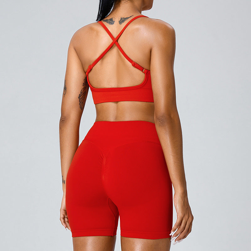 Women's Seamless Beauty-Back Sports Bra & Shorts Set