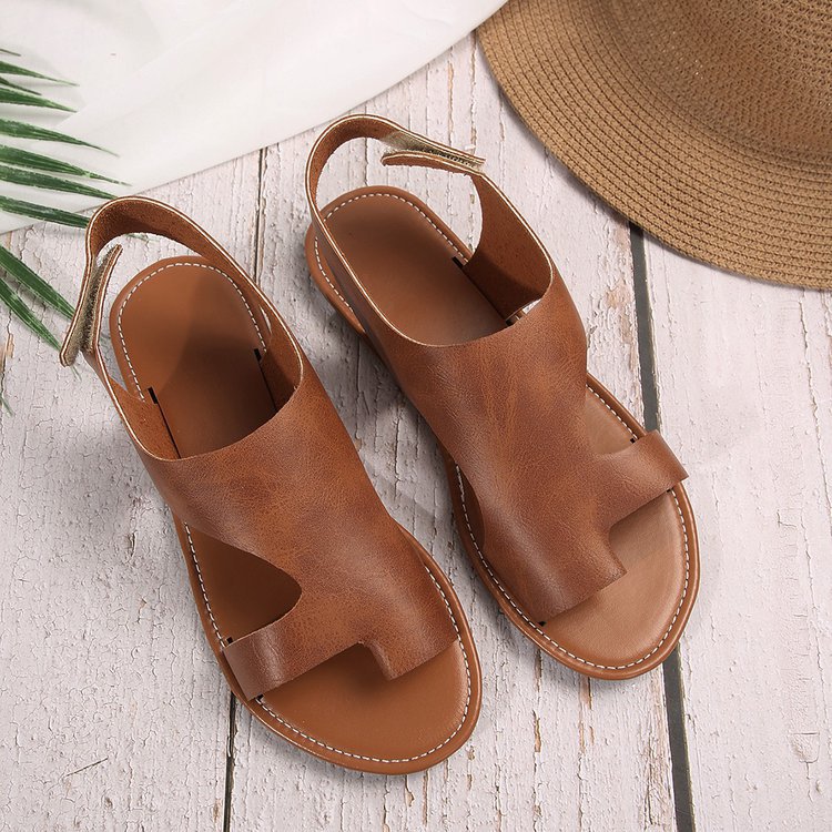 Women's Plus-Size Velcro Flat Sandals