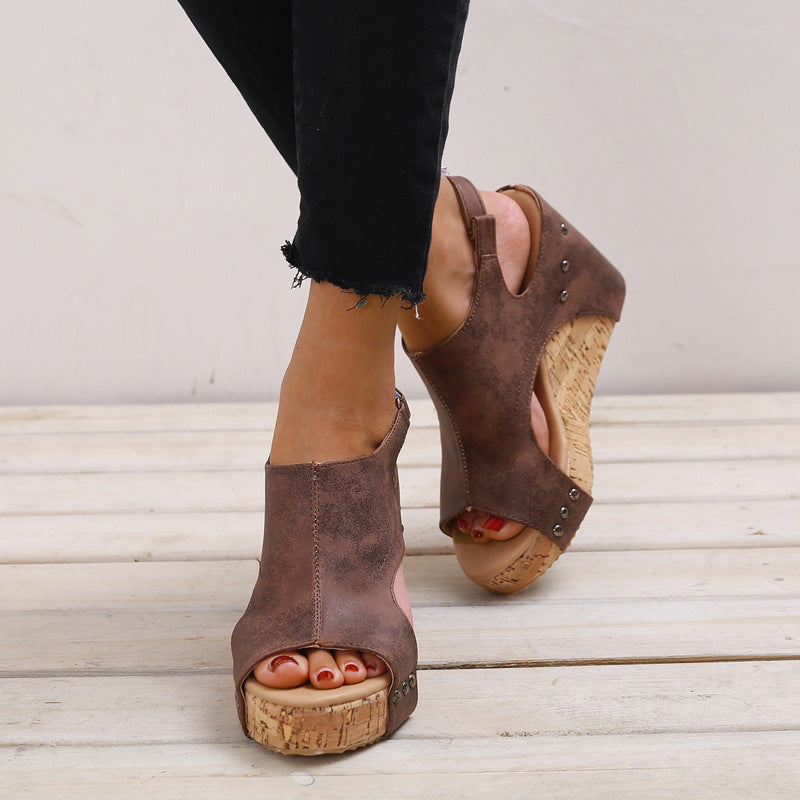 Women's Roman Fish-Mouth Wedge Sandals