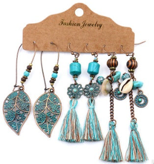 Women's Bohemian Vintage Leaf Tassel Earrings