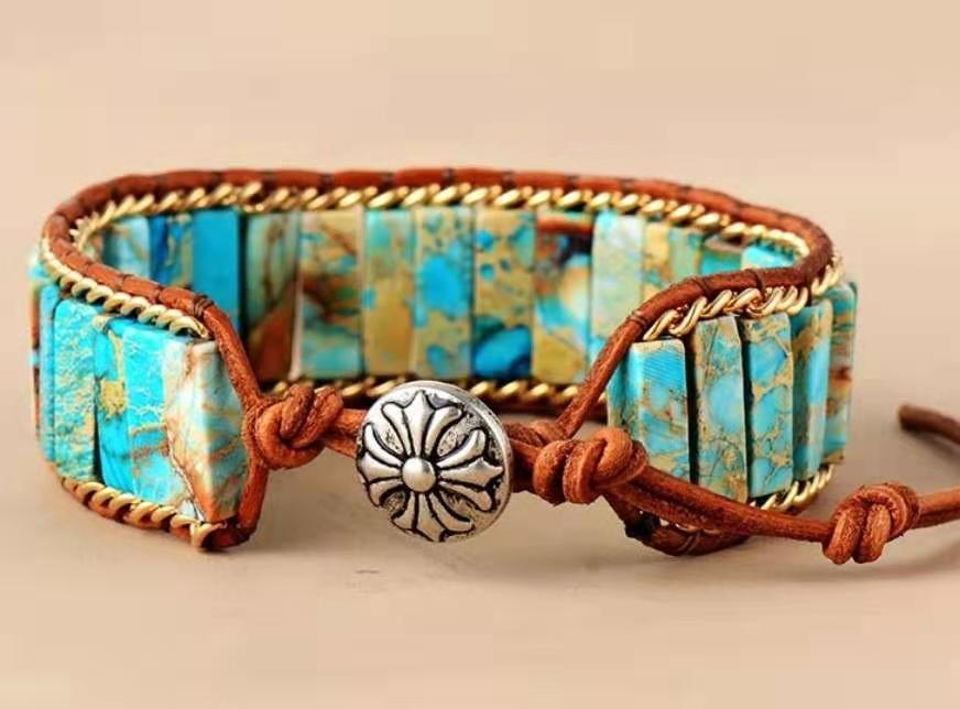 Women's Bohemian Imperial Stone Square Woven Bracelet