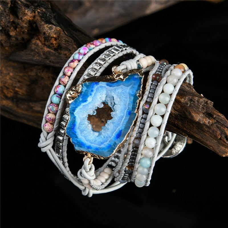 Women's Boho Natural Stone 5-Strand Wrap Bracelet