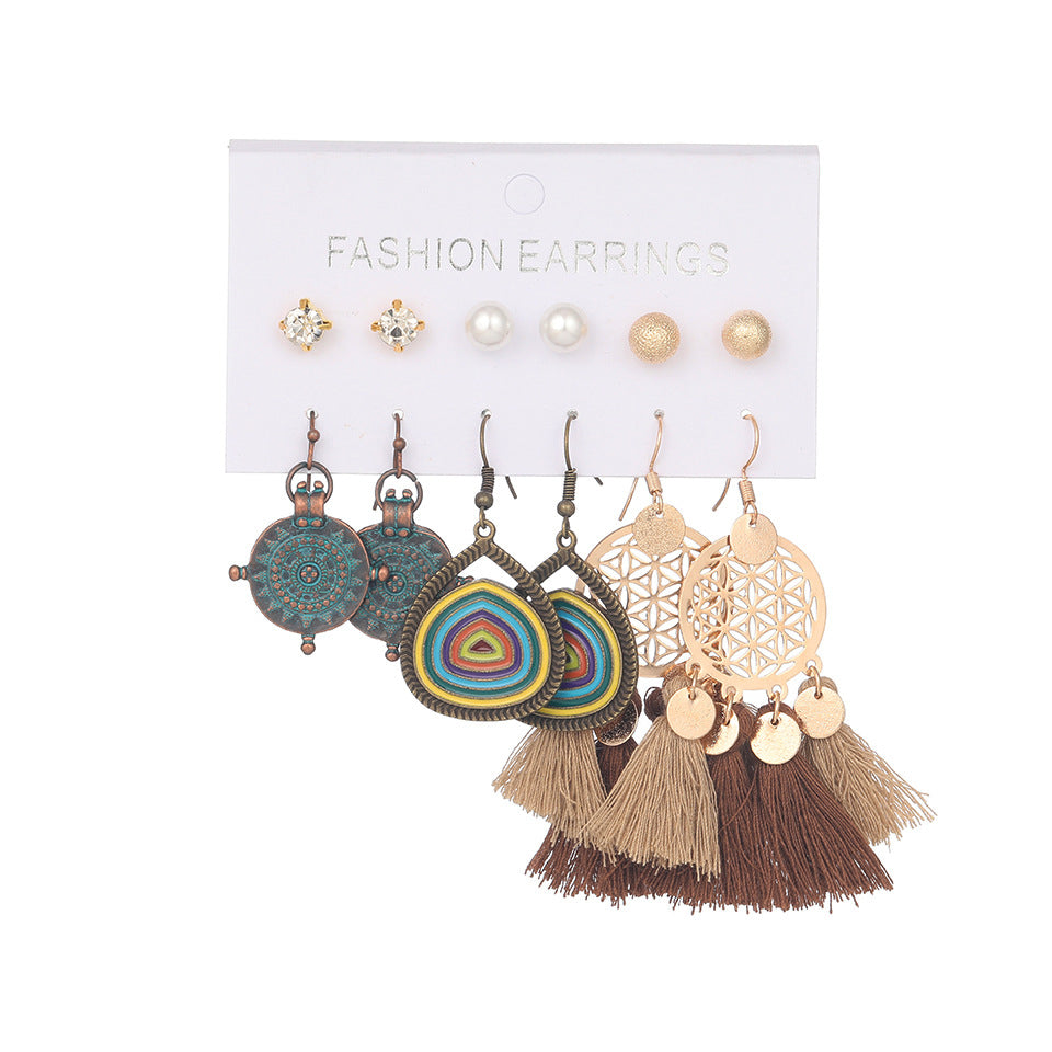 Women's Bohemian Tassel Earrings – 3-Piece Set