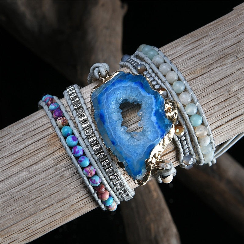 Women's Boho Natural Stone 5-Strand Wrap Bracelet
