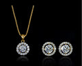 Women's Floral Diamond Alloy Earring & Necklace Set