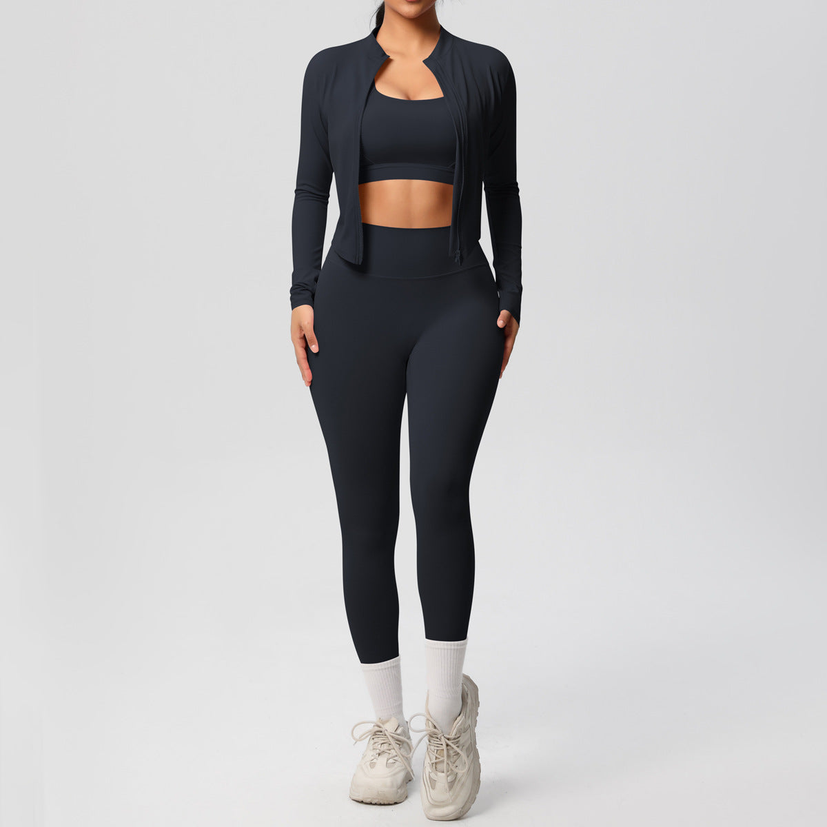 Women's 3-Piece Yoga Set – Vest, Bra & Jacket