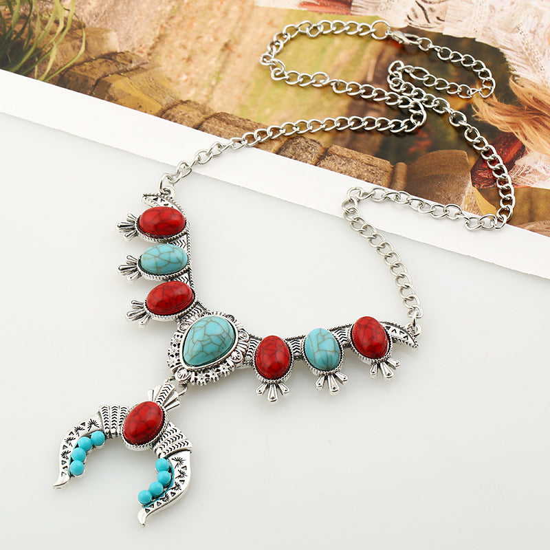 Women's Ethnic Style Turquoise Pendant Necklace