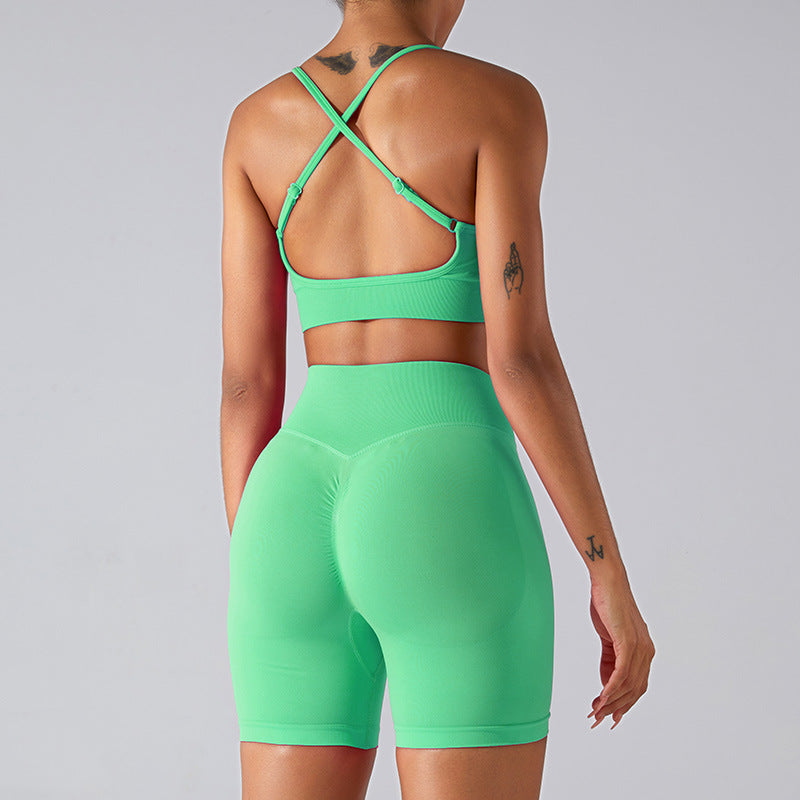 Women's Seamless Beauty-Back Sports Bra & Shorts Set