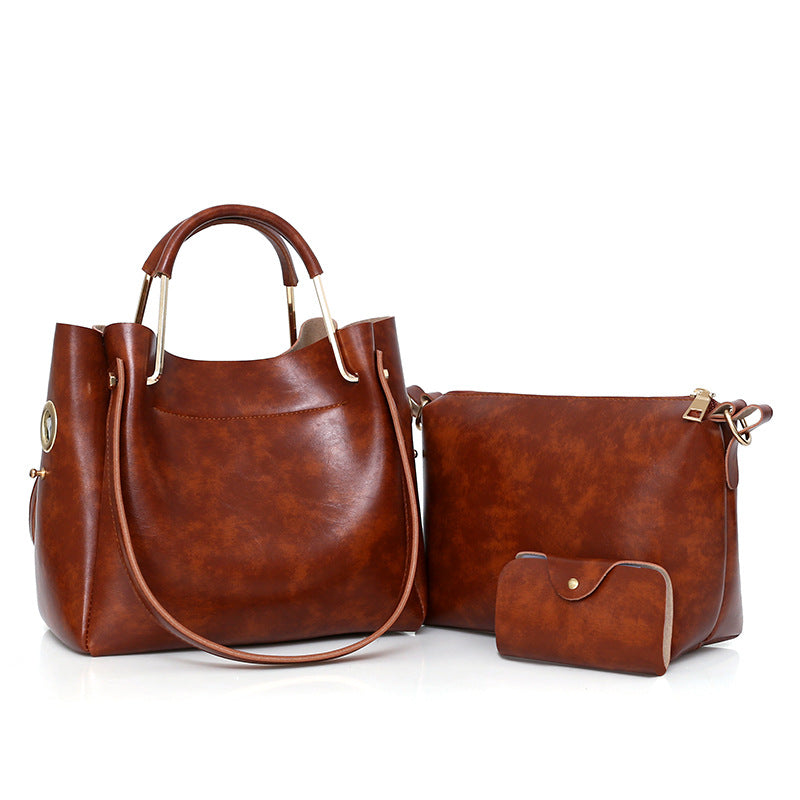 new fashion handbags Sanjiantao retro all-match single shoulder bag simple oil wax portable Tote Bag