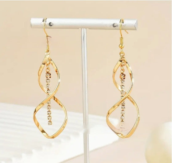 Women's Spiral Diamond Geometric Earrings