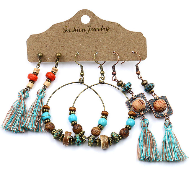 Women's Bohemian Vintage Leaf Tassel Earrings