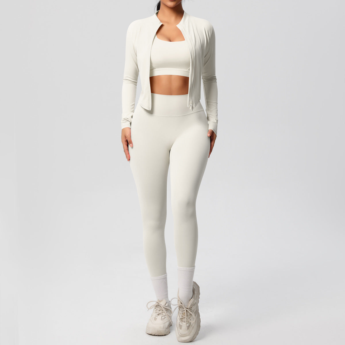 Women's 3-Piece Yoga Set – Vest, Bra & Jacket