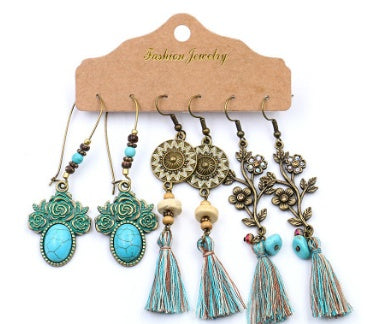 Women's Bohemian Vintage Leaf Tassel Earrings