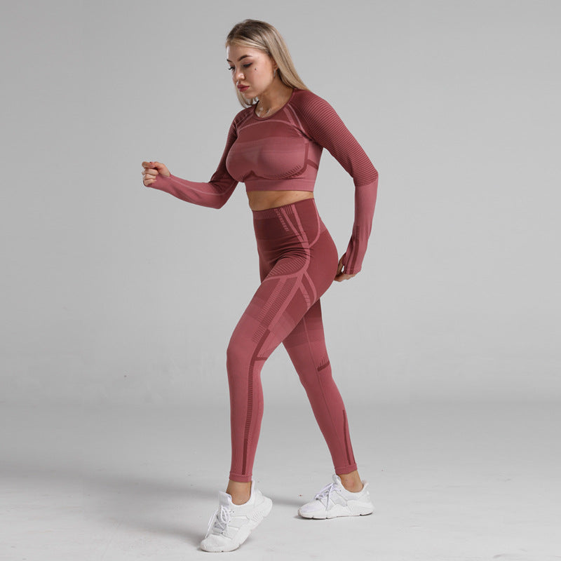 Women's Striped Tight Gym & Sports Set