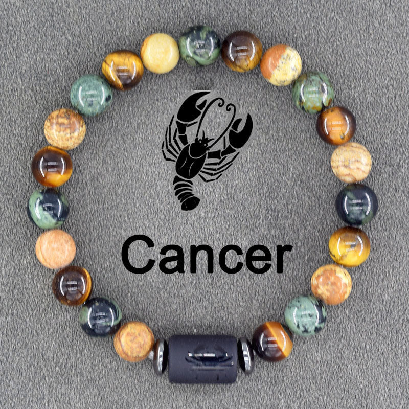 Zodiac Constellation Natural Stone Pendant Bracelet