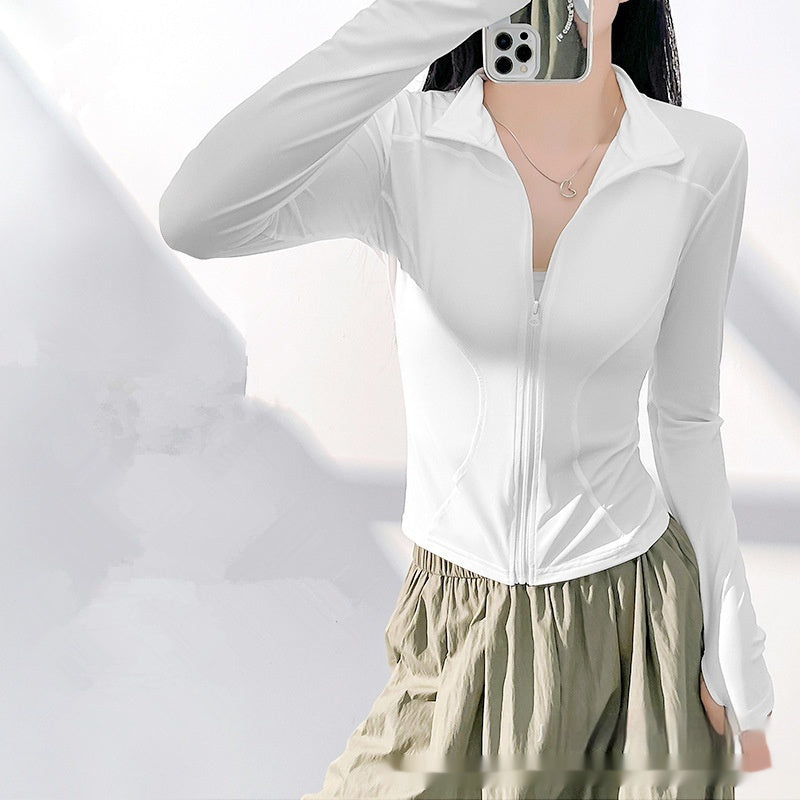 Women's Gradient Zip-Up Tight Long-Sleeve Yoga Jacket